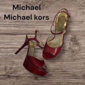 Michael Kors Brayson Sandal Platform Stiletto Women’s Red and gold size 9m